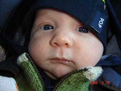 Ossian tre veckor gammal på resa till Hassela